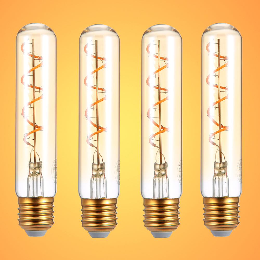 LED Dimmable Filament T45 T30 Tubular Bulb E27 Edison Screw 4W Pack of 4 Warm White 20