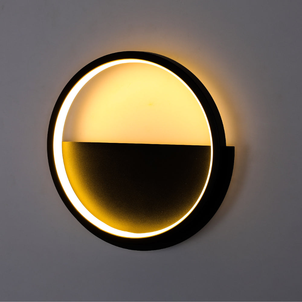 LED Flush Wall Light Round Black 3000K 1