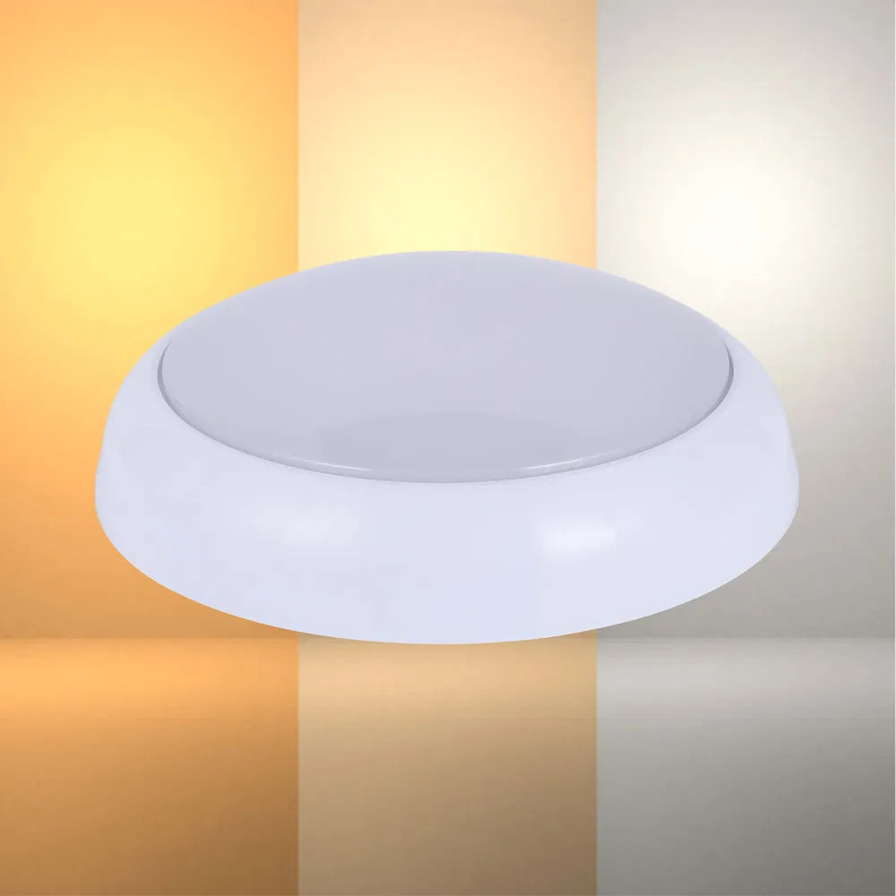 LED Flush Ceiling Light TEKLED LED Paladin Bulkhead 14-16-20 W 3CCT IP54 with White Rim-Bulkhead-118-03616