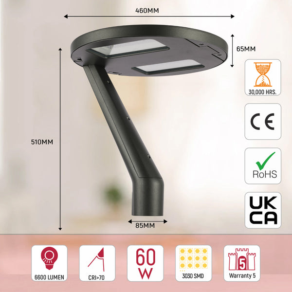 LED Pathway Garden Lamp Post Top Light 60W 3CCT 16