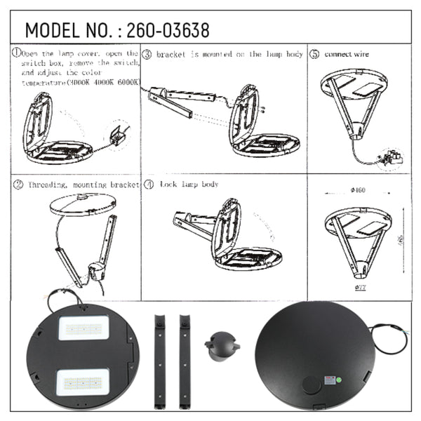 LED Pathway Garden Lamp Post Top Light 60W 3CCT 23