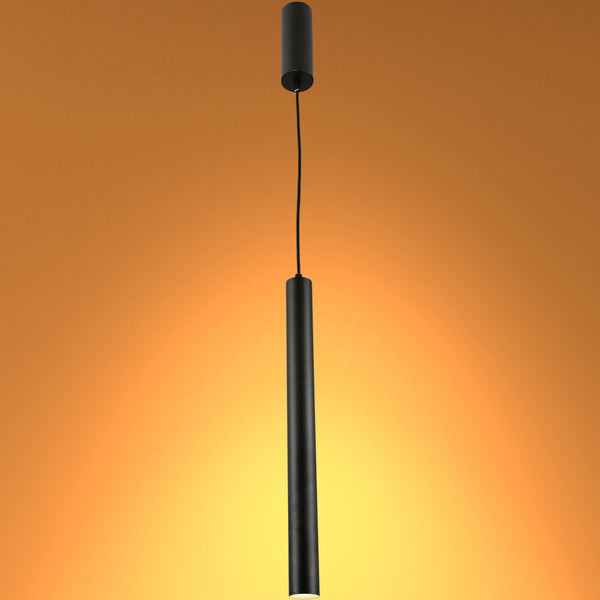 Integrated LED Modern Cylinder Pendant Ceiling Light Suspended Downlight Black 7