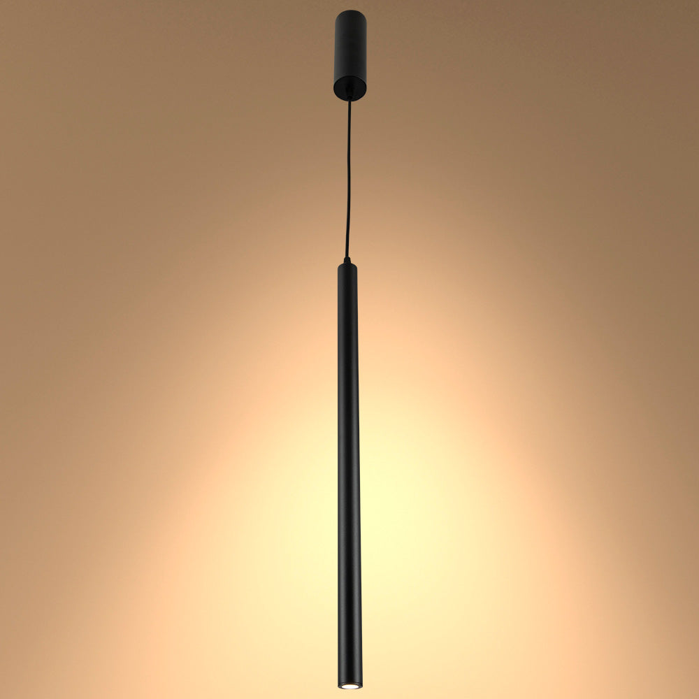 Integrated LED Modern Cylinder Pendant Ceiling Light Suspended Downlight Black 3