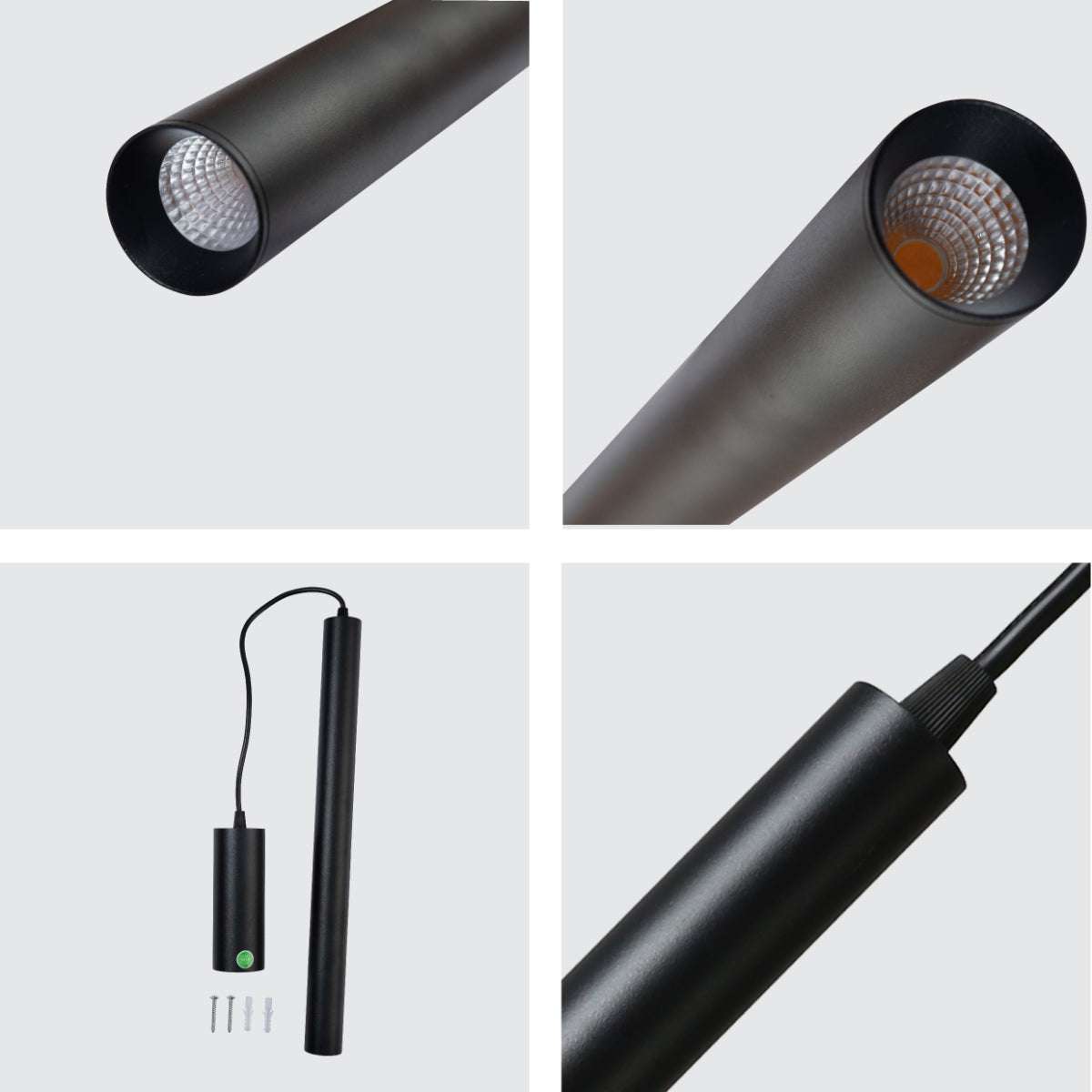 Detail shots of Integrated LED Modern Cylinder Pendant Ceiling Light Suspended Downlight Black - D40 mm