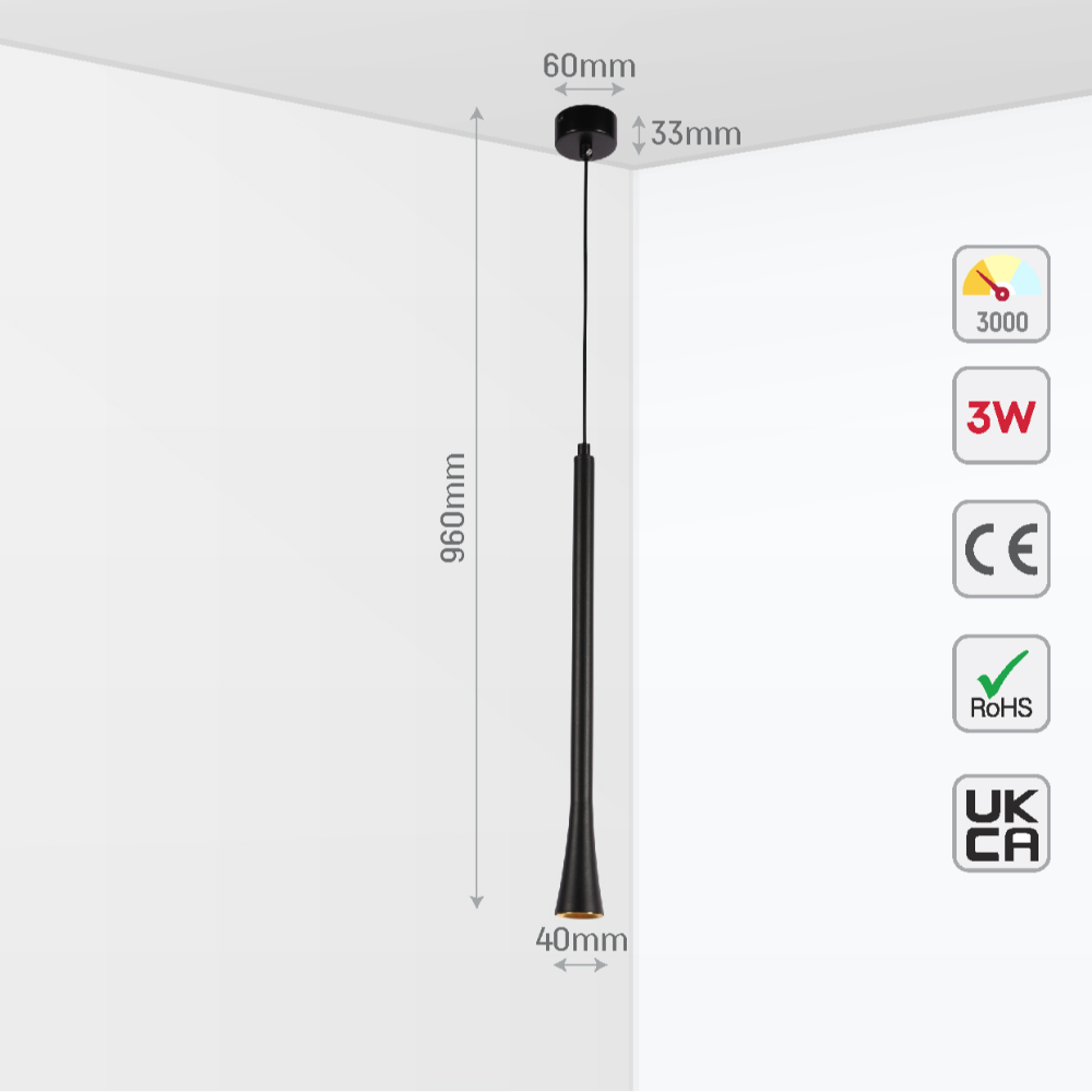 LED Pendant Downlight 5W 3000K Black and Bronze 18