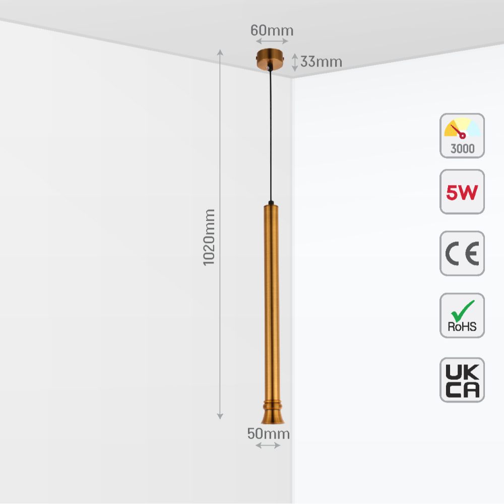 LED Pendant Downlight 5W 3000K Black and Bronze 20