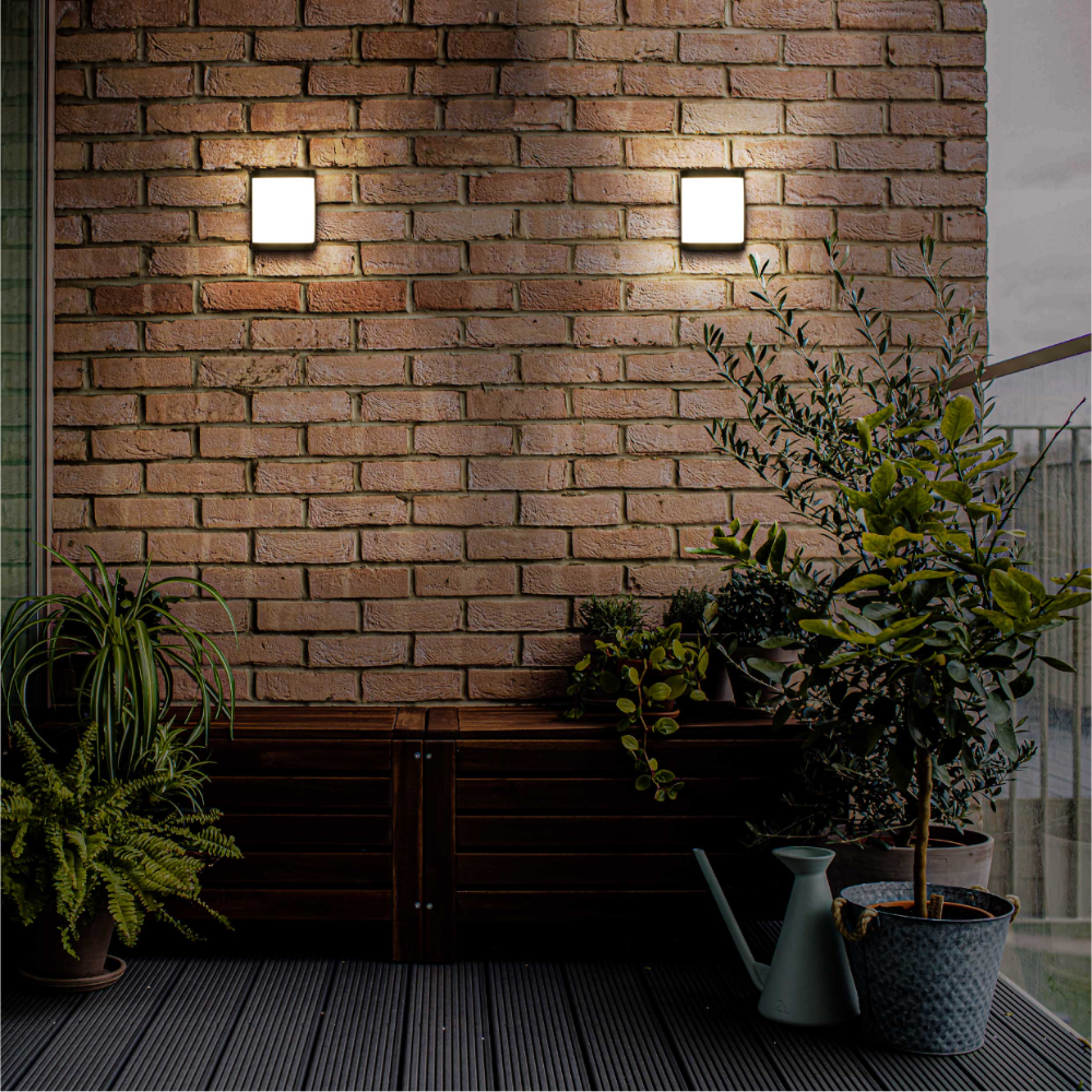 LED Plastic Black Modern Square Outdoor Wall Light 15W Cool White 4