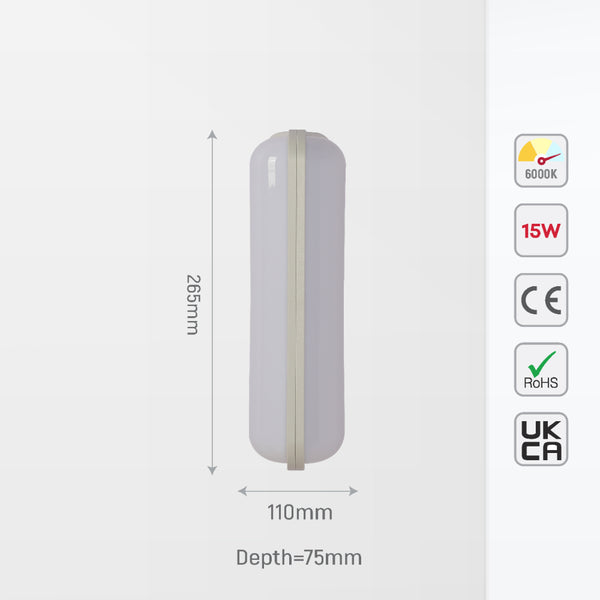 LED Plastic Modern Outdoor Wall Light 15W 8