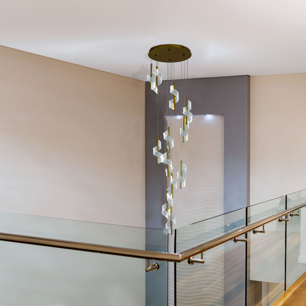 LED Spiral Modern Staircase Chandelier CCT Changeable