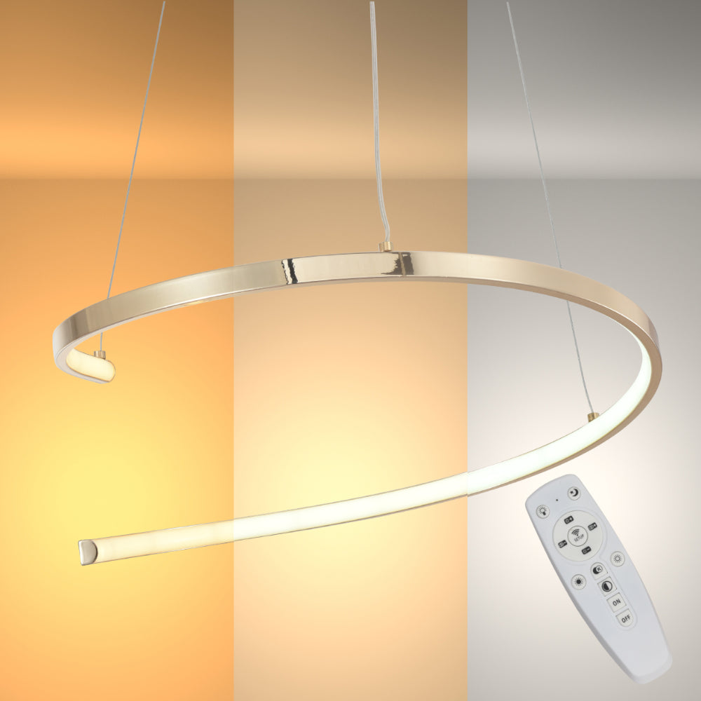 LED Spiral White Chrome Gold Finishing 30W CCT Change Dimmable Contemporary Nordic Scandinavian Pendant Ceiling Light with Remote Control