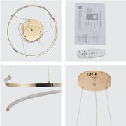 LED Spiral White Chrome Gold Finishing 30W CCT Change Dimmable Contemporary Nordic Scandinavian Pendant Ceiling Light with Remote Control 15