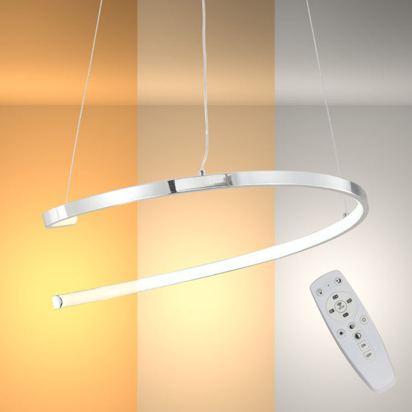 LED Spiral White Chrome Gold Finishing 30W CCT Change Dimmable Contemporary Nordic Scandinavian Pendant Ceiling Light with Remote Control 3