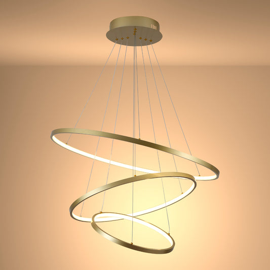 LED Triple Circle Gold Finishing 4000K Natural Cool White Modern Contemporary Nordic Scandinavian Pendant Ceiling Light 2