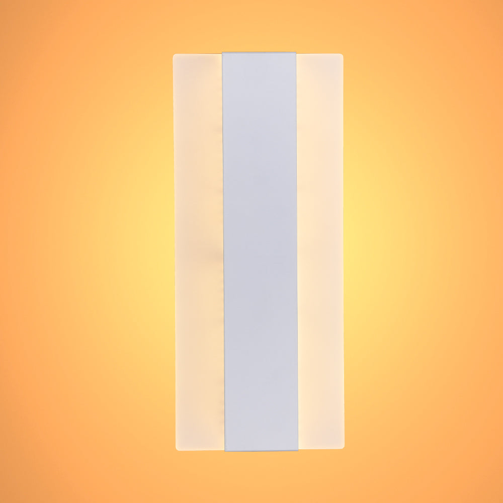 LED White Metal Acrylic Wall Light 12W Warm White 3000K 1