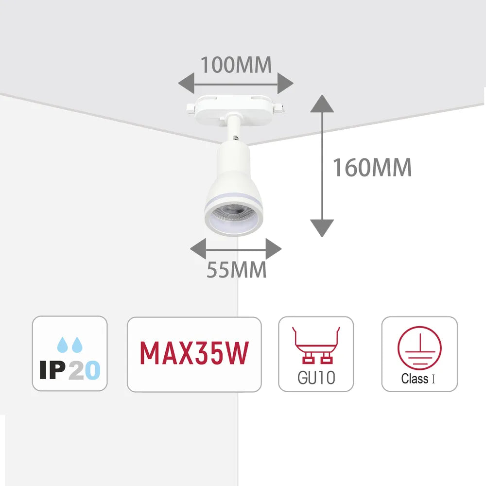 Size and technical specs of the Luma Cylindro GU10 Track Light-173-03020