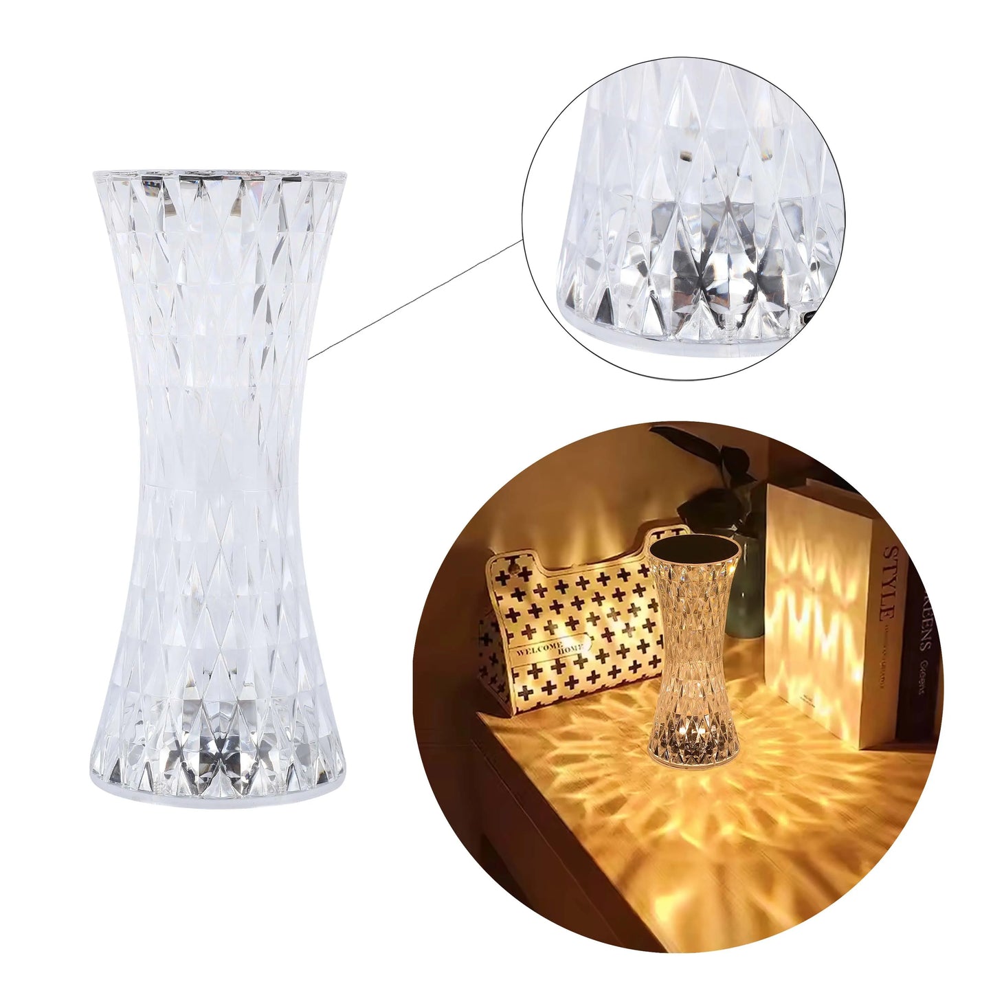 Lumi Crystal Touch: Rechargeable Mushroom-Shaped LED Table Lamp | Bedside Lamp