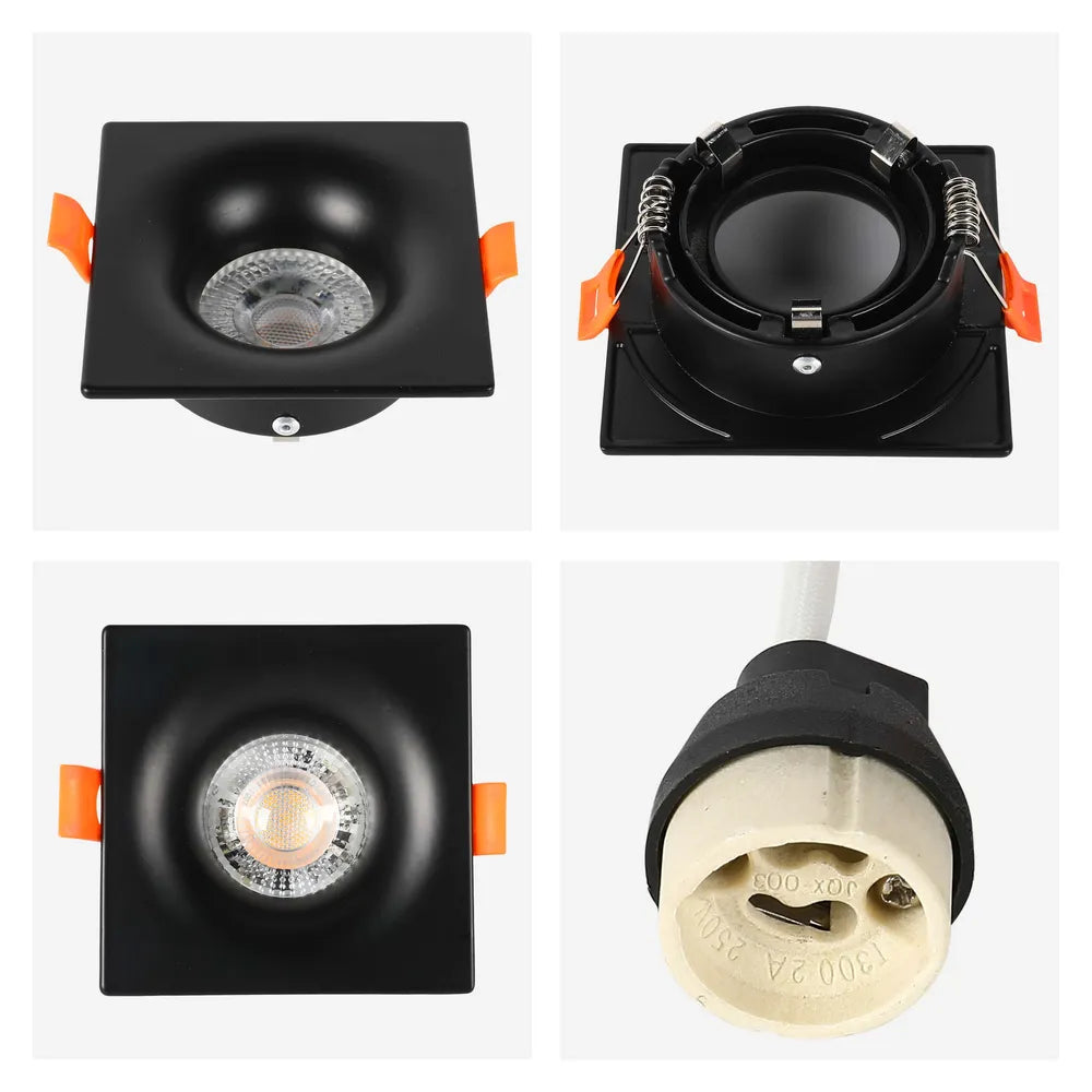 Details of the Lunar Low-Glare Square Fixed Recessed GU10 Downlight-143-03994