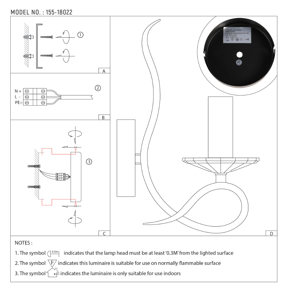 LuxAura Candle Wall Lamp - Single and Double Scroll Options 13