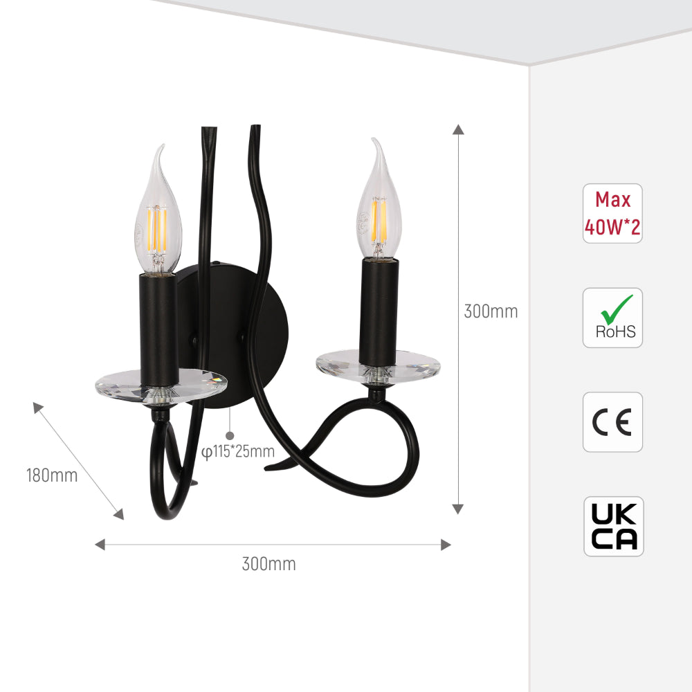 LuxAura Candle Wall Lamp - Single and Double Scroll Options 4