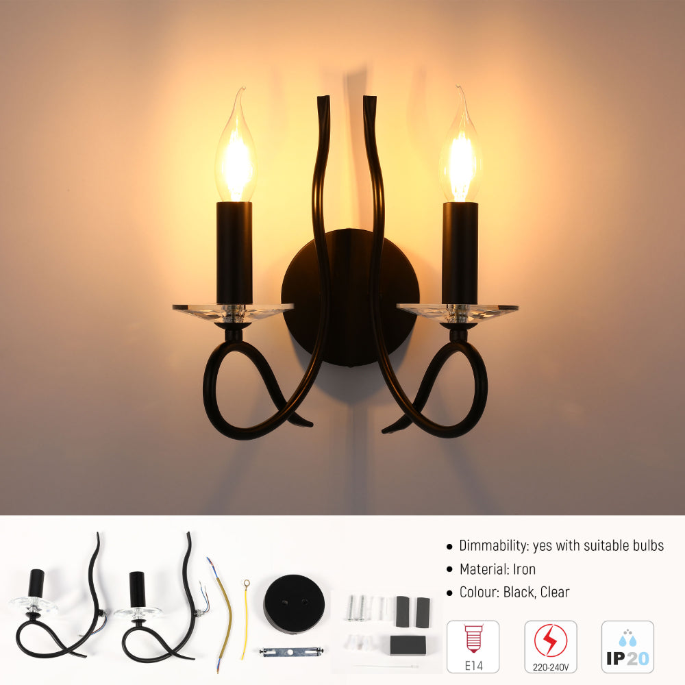 LuxAura Candle Wall Lamp - Single and Double Scroll Options 10