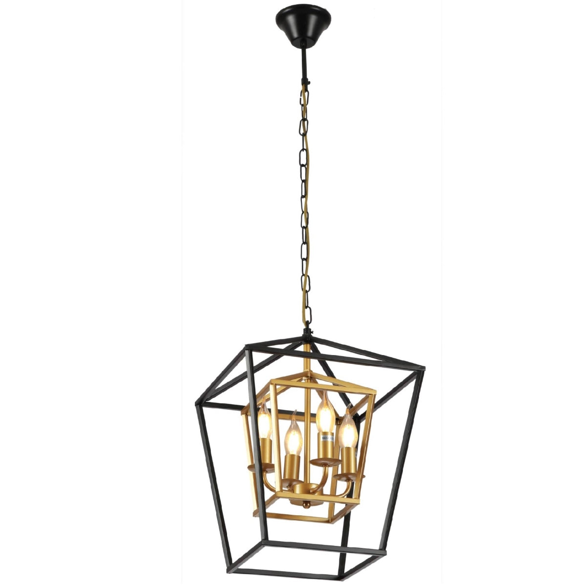 Main image of Black and Gold Candle Farmhouse Vintage Pendant Ceiling Light with 4xE27 Fitting | TEKLED 159-17450