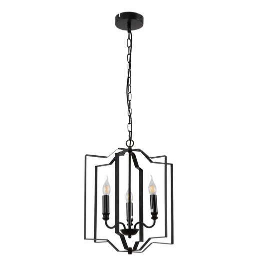 Main image of Black Cage Candle Lantern Rustic Nautical Nordic Chandelier Ceiling Light with 3xE14 Fittings | TEKLED 159-17864