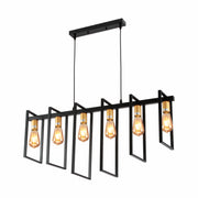 Main image of Black Metal Body Cage Modern Kitchen island Chandelier Ceiling Light with Gold 6xE27 Fittings  | TEKLED 159-17874