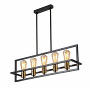 Main image of Black Metal Cuboid Kitchen Island Chandelier Ceiling Light with 5xE27 | TEKLED 156-19534