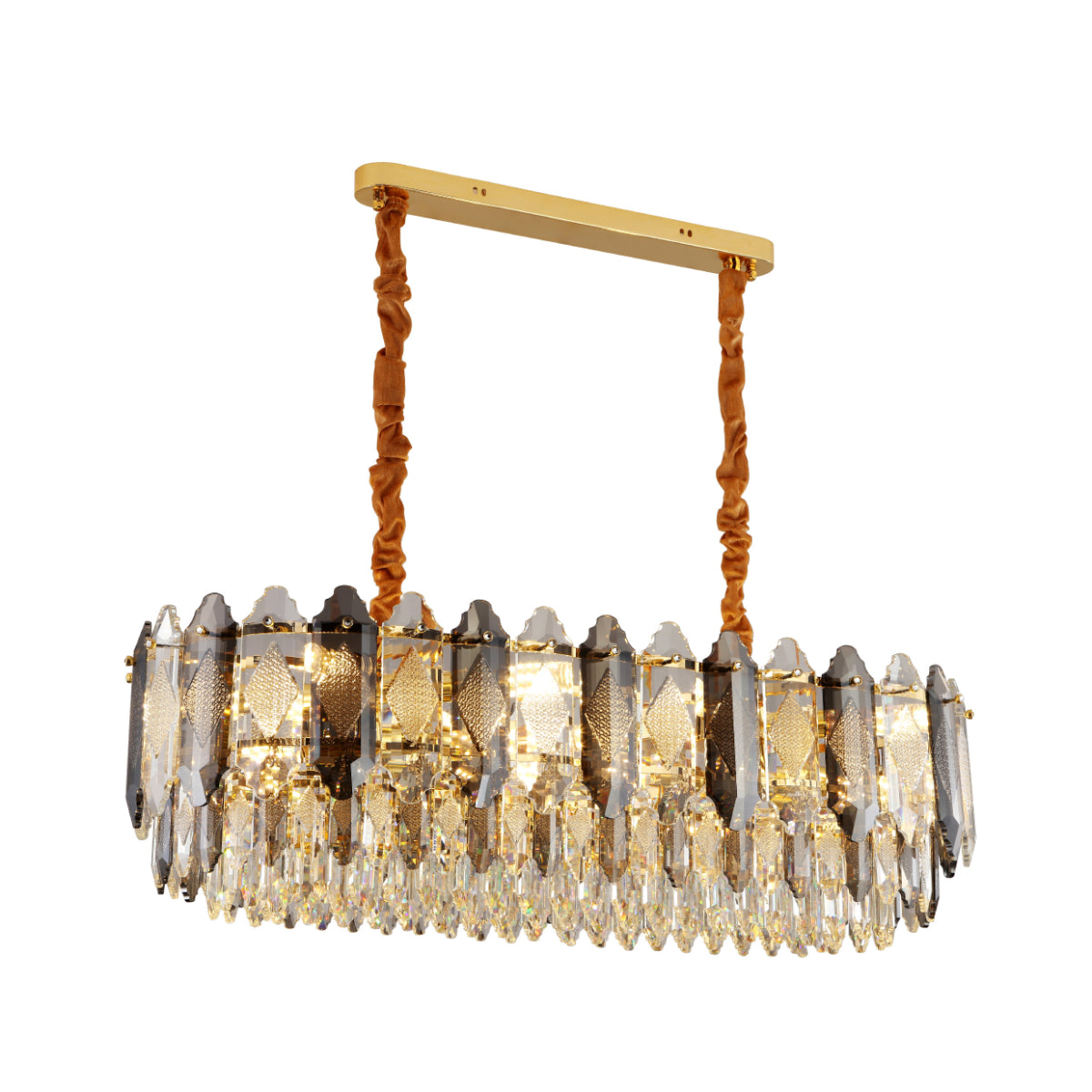 Main image of Deluxe Smoky Clear Crystal Modern Chandelier Light Gold | TEKLED  159-18005