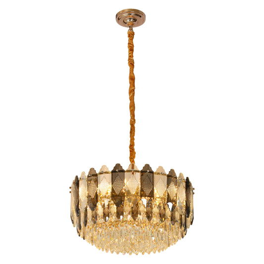 Main image of Deluxe Smoky Clear Crystal Modern Chandelier Light Gold | TEKLED 159-18003