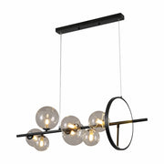 Main image of Expanse Ring Black Body Clear Globe Glasses Kitchen Island Contemporary Chandelier Ceiling Light with 7xG9 Fititngs and 20W Build-in LED | TEKLED 159-17328