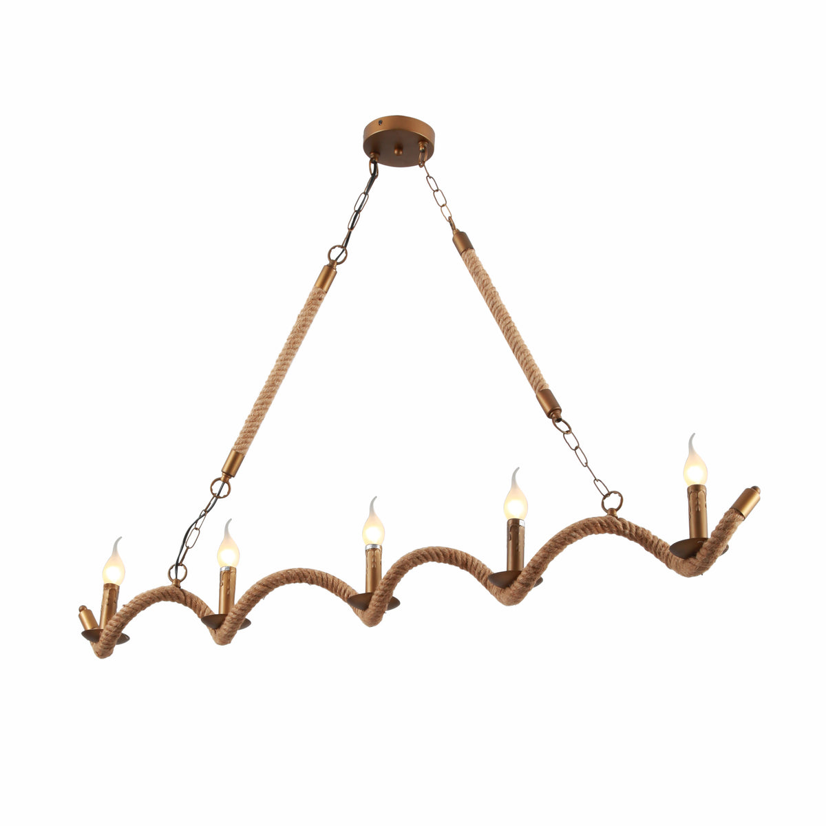 Main image of Hemp Rope Spiral Island Chandelier with 5xE14 Fitting | TEKLED 158-17592