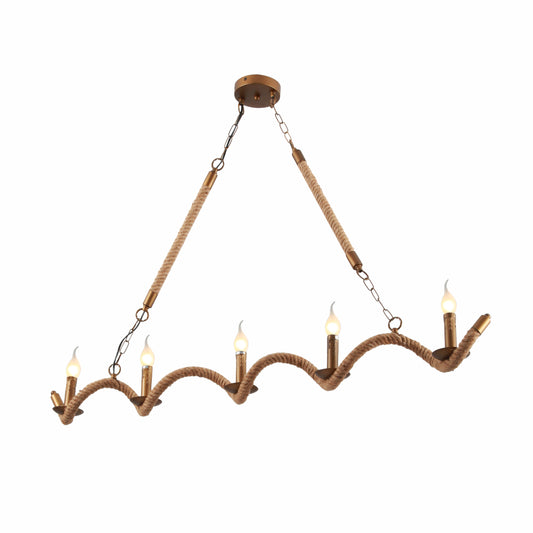 Main image of Hemp Rope Spiral Island Chandelier with 5xE14 Fitting | TEKLED 158-17592