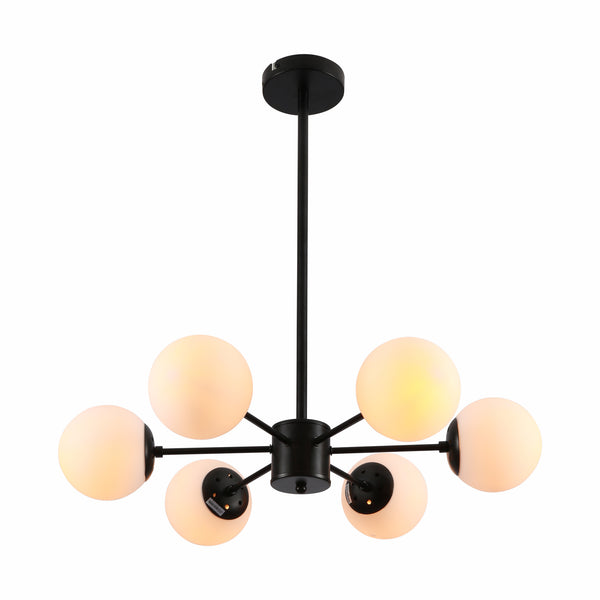 Main image of Snowflake Opal Globe Glass Black Body Ceiling Light with 6xE27 Fittings | TEKLED 159-17423