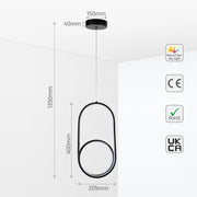 Mavey Modern Nordic Bedside LED Pendant Light Black CCT Changeble 5