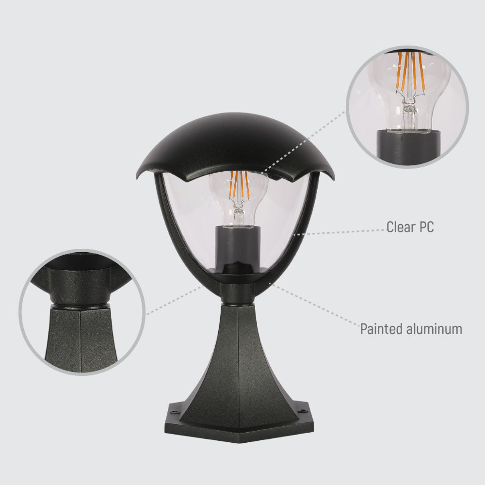 Megan Outdoor Pedestal Pillar Lantern Light E27 Black 6