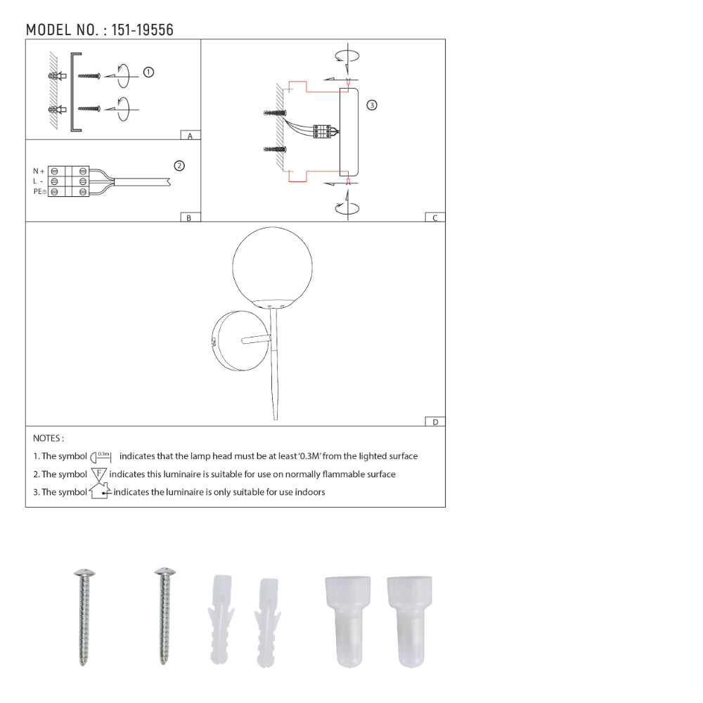 user manual of Mid-century Nordic Globe Sconce Modern Wall Light