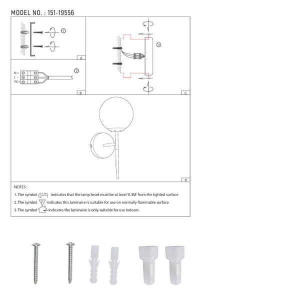 user manual of Mid-century Nordic Globe Sconce Modern Wall Light