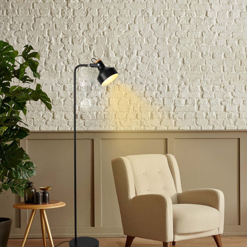 Minimalist Adjustable Floor Lamp with Wooden Accent 7