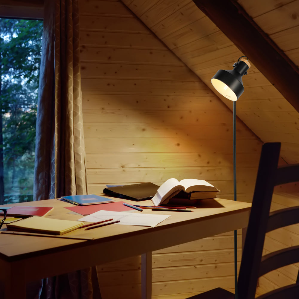 Minimalist Adjustable Floor Lamp with Wooden Accent 10
