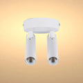 A white, modern, twin spotlight fitting with adjustable heads. Stylish and practical for any room.