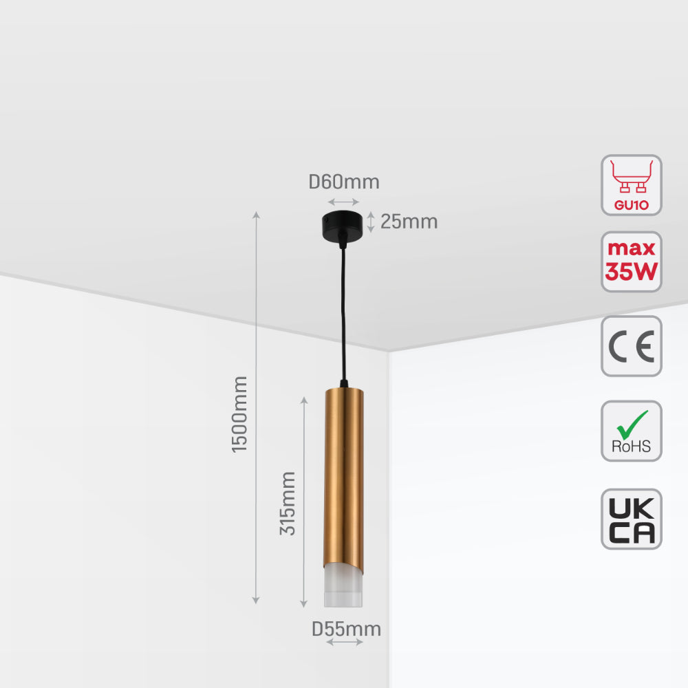 Modern Cylinder Pendant Downlight with PMMA Diffuser GU10, Pendant Downlight, TEKLED 9