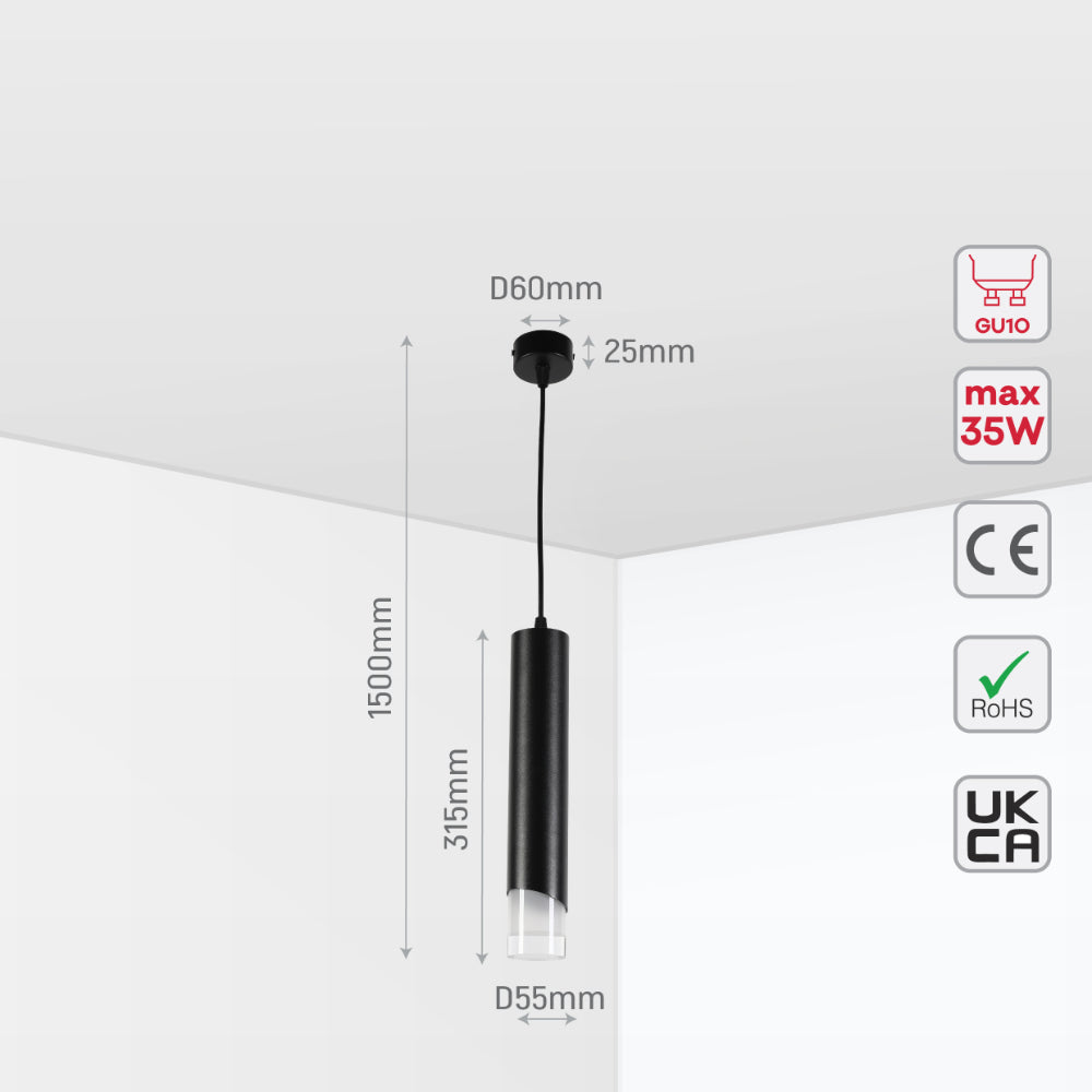 Modern Cylinder Pendant Downlight with PMMA Diffuser GU10, Pendant Downlight, TEKLED 10