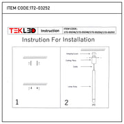 An installation diagram for a TEKLED pendant light, showing how to attach it to the ceiling.