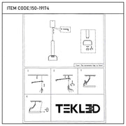 An instructional diagram for installing the Tekled suspension light, with four steps shown in detail.