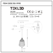 Pendant lamp, natural, with a measurement of 1860mm. Includes instructions in various languages.