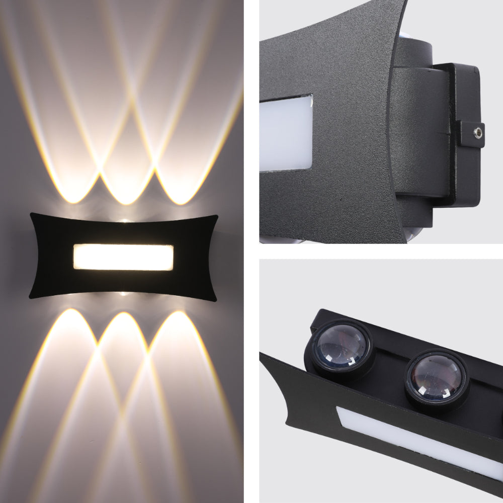 Modern Decorative Up Down LED Wall Light Black 4000K 12W 7