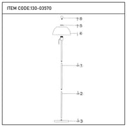 Floor lamp assembly diagram, showcasing the components and construction of the light.