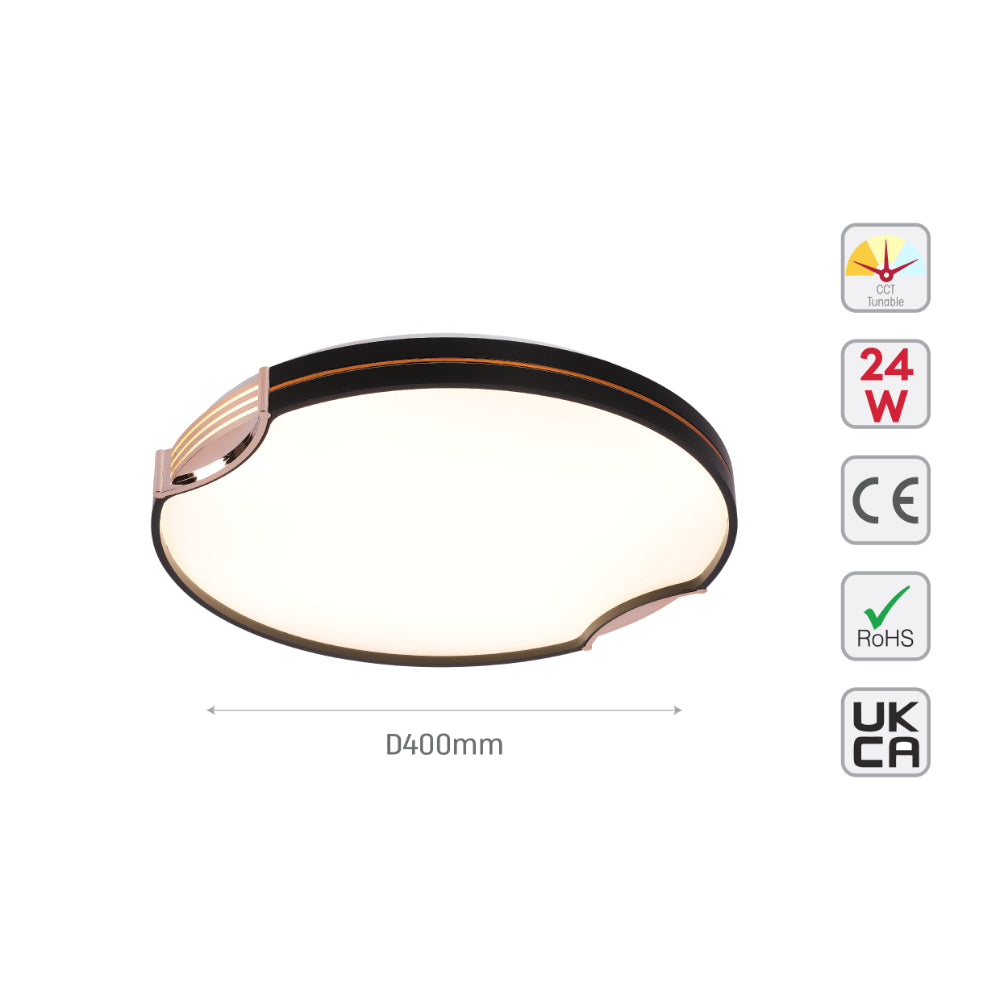 Modern Flush Ceiling Lights with Black Frame and Bronze/Copper Accents, LED Flush Ceiling Light, TEKLED 14