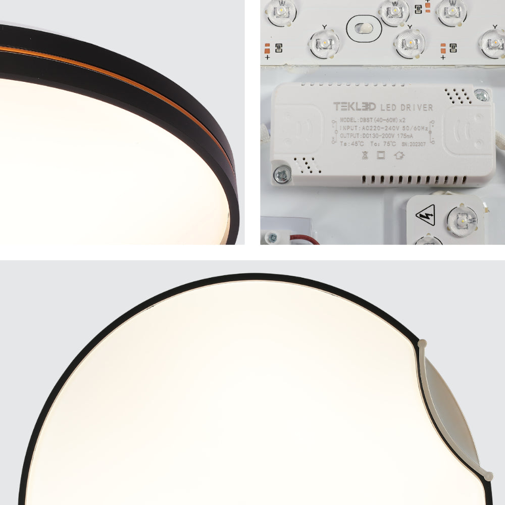 Modern Flush Ceiling Lights with Black Frame and Bronze/Copper Accents, LED Flush Ceiling Light, TEKLED 20